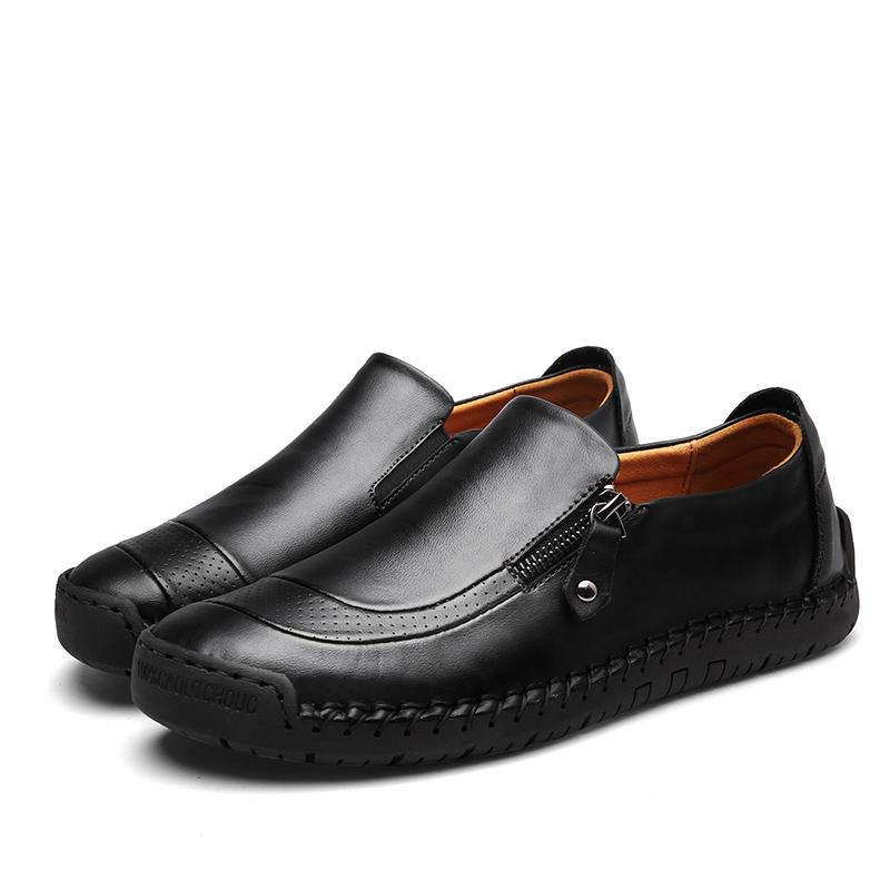 Mocassini semplici fatti a mano da uomo, scarpe da guida comode, scarpe casual, scarpe in pelle di grandi dimensioni per uomo, over size