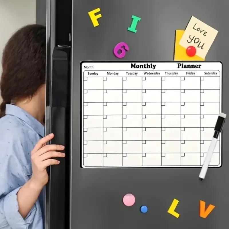Magnetic Monthly Planner Whiteboard Erasable Calendar Sticker for Refrigerator Home Office Organization