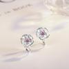 Cherry Blossom Diamond Ear Clips - No Piercing Needed, Sweet Korean Style Earrings