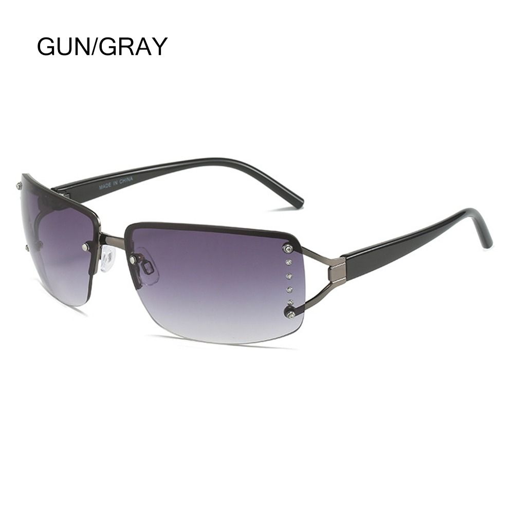 Y2K Flat Top Sunglasses Wrap Around Sunglasses for Women Men Futuristic Frameless Gradient Lens Sun Glasses UV400 Eyewear