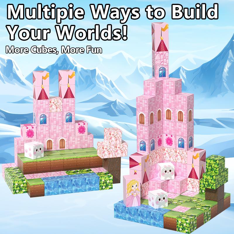 Pink Castle Magnetic Building Block Set, Suitable For Boys And Girls Over 3 Years Old Diy To Improve Hand Skills And Creativity