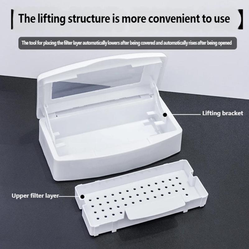 Nail Tool Sterilizer Box Plastic Portable Light Sanitizer Nail Care Cleaning Box For Nail Salon And Home Use