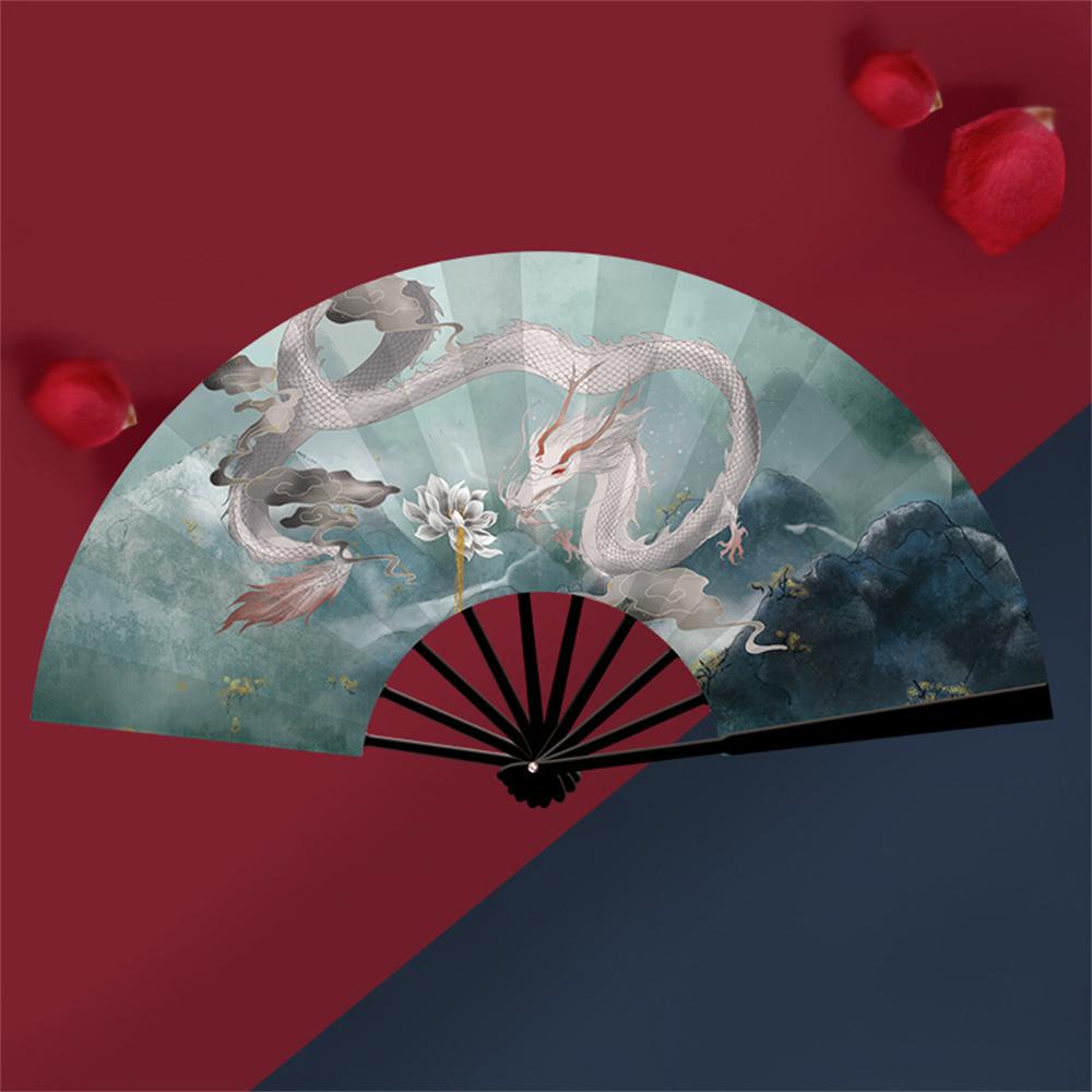 Китайский 8-дюймовый ретро складной веер «Горы и моря», классический, для ханьфу, ветрозащитная куртка, танцевальное выступление, фотография, древний складной веер