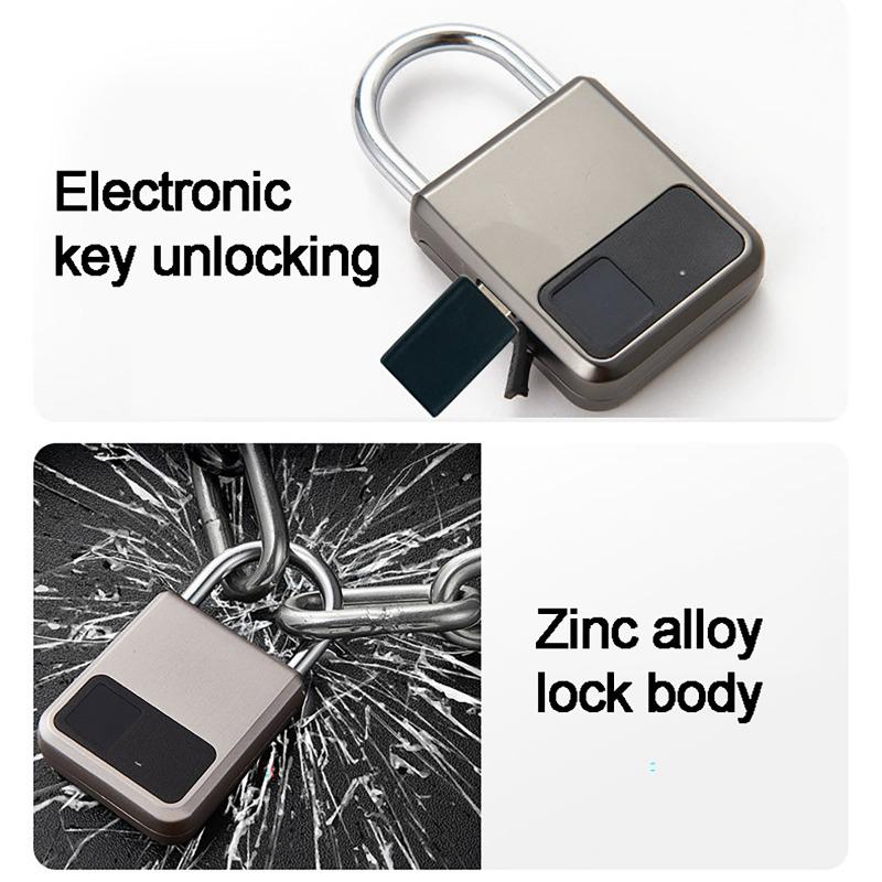 Portable Anti-theft Fingerprint Smart Padlock USB Charging Waterproof Keyless Mini Electronic Locker For Bike Gym Locker Luggage