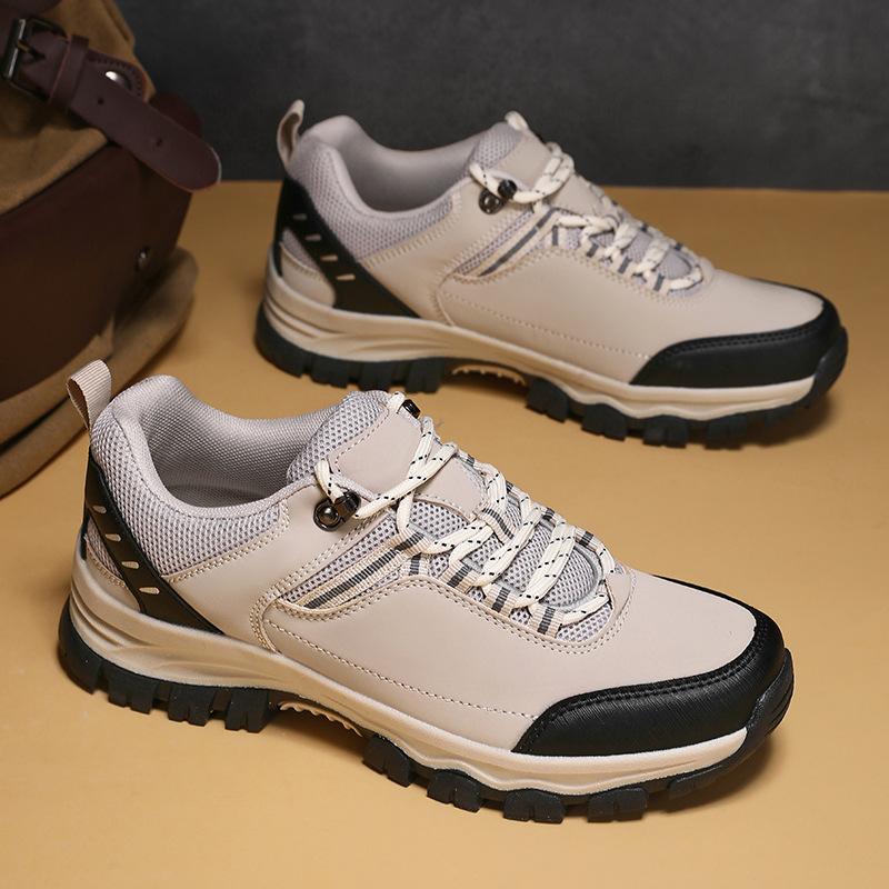 Popular Hot Selling Mens Leather Sneakers High Quality Outdoor Casual Hiking Shoes Non-slip Durable Climbing Men's Walking Shoes