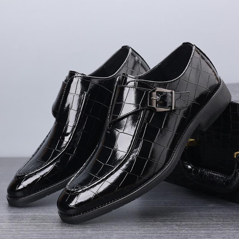 

Men s shoes autumn new leather shoes, men s Munk shoes square head shoes, men s buckle trendy shoes 48 зелений