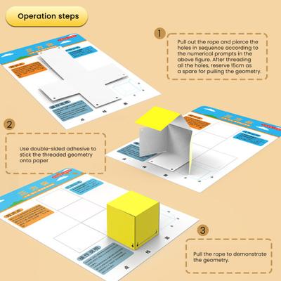 3D Geometry Learning Book with Pull-String Design Geometric Shape Models for Beginners Geometry Interactive Educational Tool