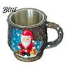 Unique Mantelpiece Decor Christmas Theme Mug with Stainless Steel Liner 3D Relief Hand Tree Pattern Holiday Mugs Painted Resin Coffee Cup Decorative