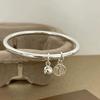 Mirror-finish bracelet with a closed ring Round-shaped fortune charm bell solid closed plain ring thin bangle Simple Style