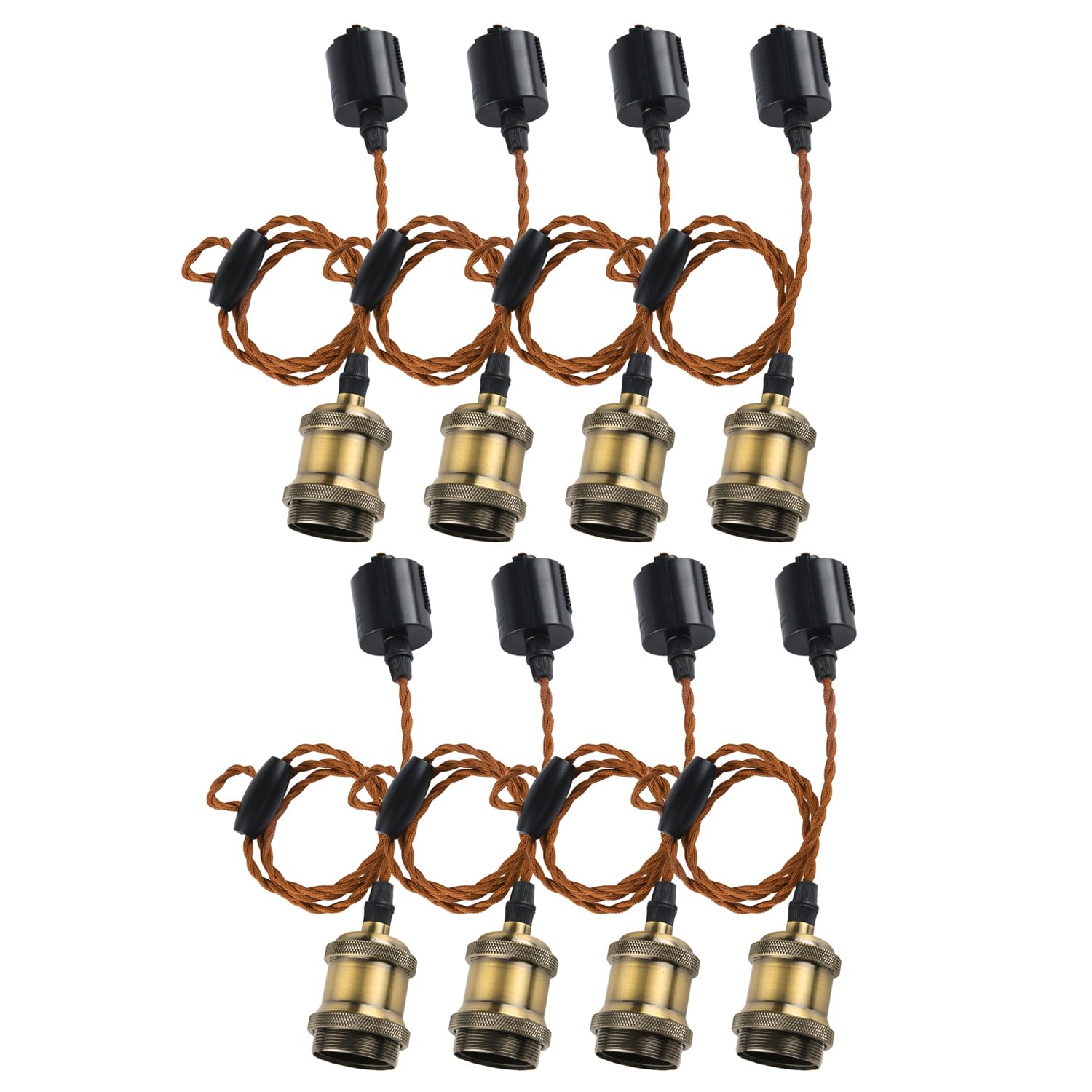 

PNRLUX Pendant Light, E26 Bulb Socket, Pack of 8, Pendant Socket for Duct Rails, 100cm Adjustable, LED Compatible, for Living Rooms, Dining Tables,