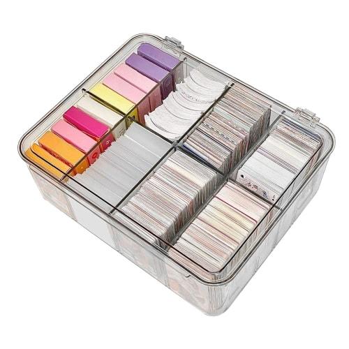Large Capacity Deck Storage Box for Trading Cards, PSA Compatible, Clear Color, Waterproof, with Dividers