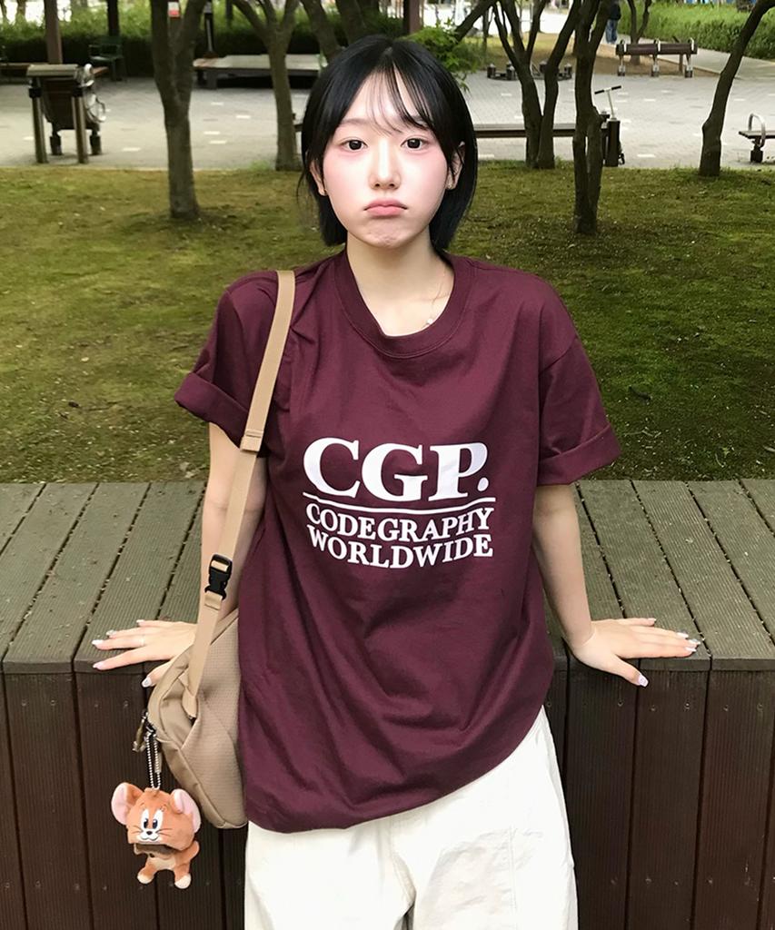 CGP Square Logo Short Sleeve T-Shirt - Burgundy