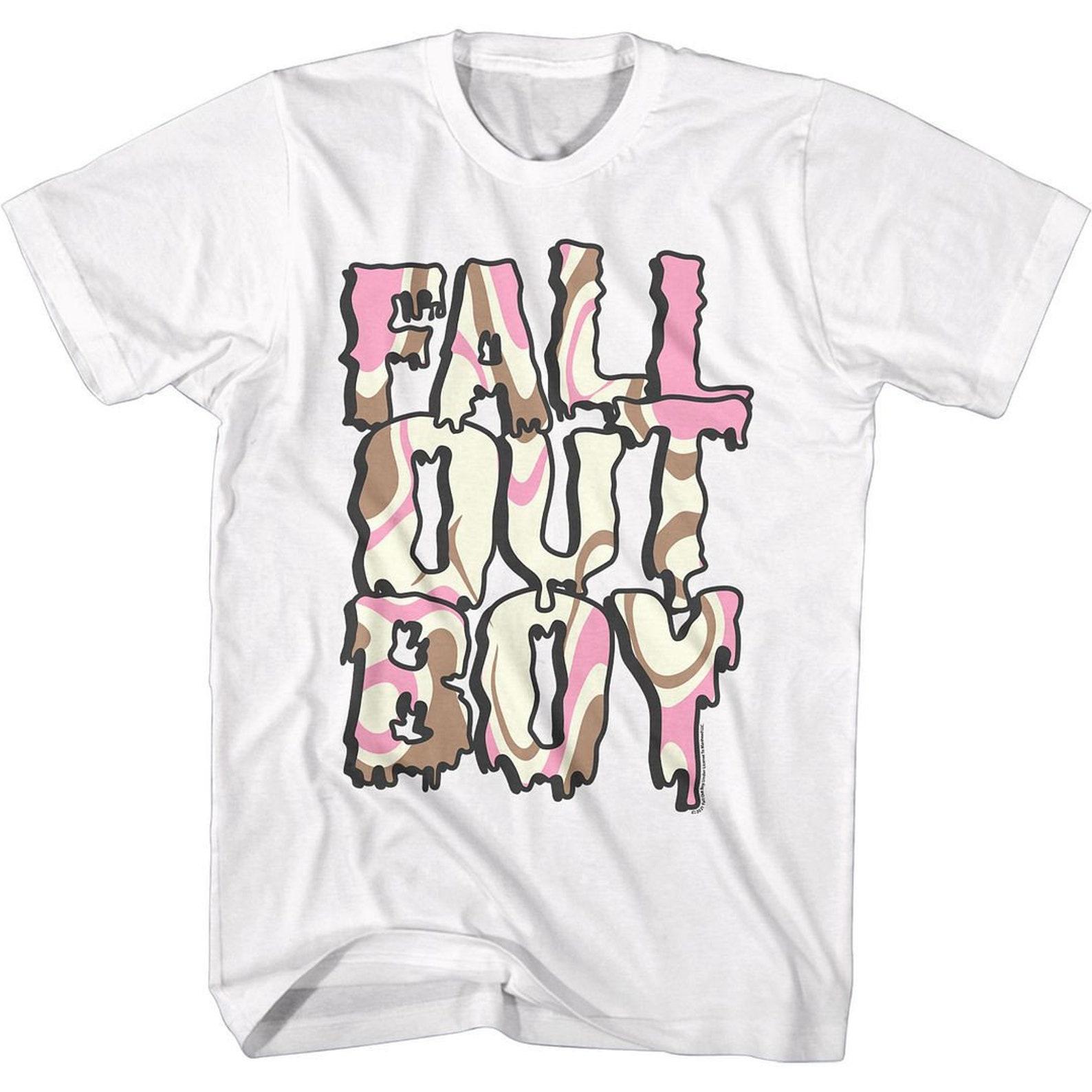 Fall Out Boy Neapolitan Logo White Adult T-Shirt 2XL
