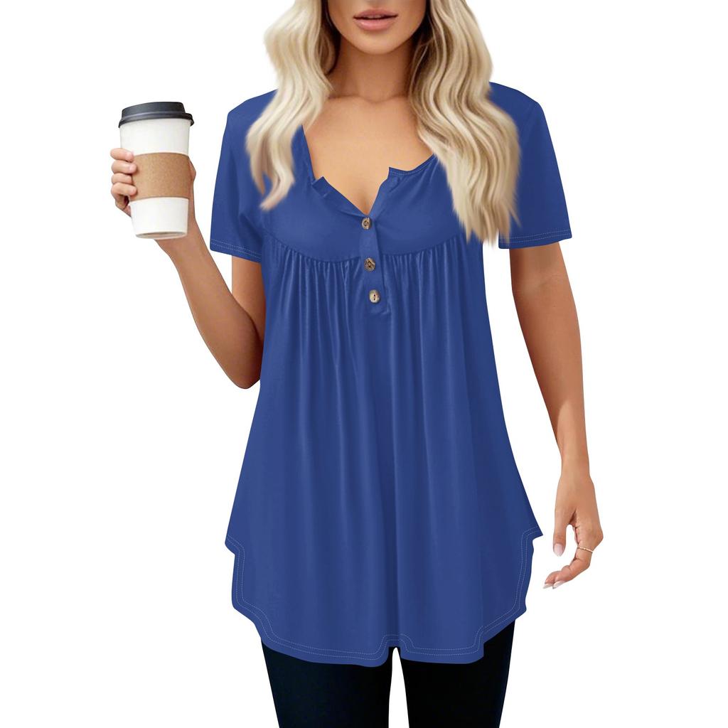 Damen Freizeit T-Shirt Rundhals Pullover Kurzarm Top