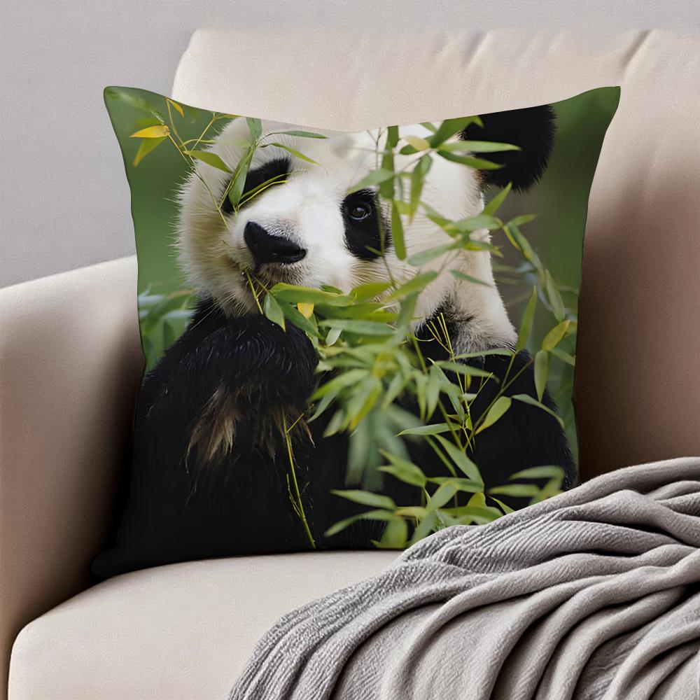 cute Panda Cushion Cover Pillowcase Antidustmite Invisible Zipper Short Plush Sofa Cushion