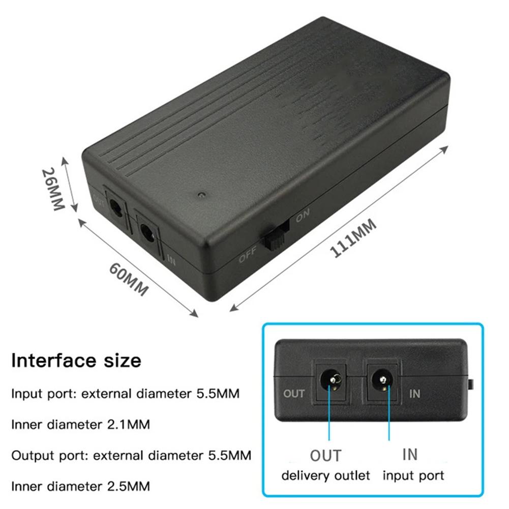 7800mah UPS Mini Uninterruptible Power Supply Y Cable Instruction Manual DC 12V/2A Portable Battery Backup 24W Power Accessories