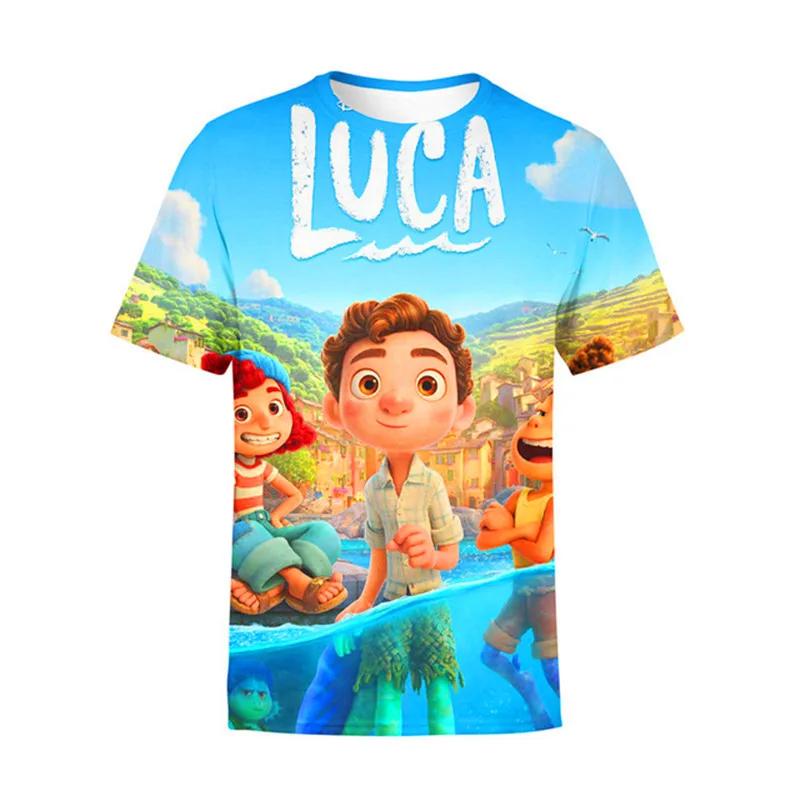 

2026 Disney Movie Luca Clothes Children Summer 3d Printed Cartoon Short Sleeves Tops Tees 160