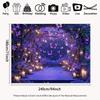 2D Purple Floral Arch Backdrop with Lanterns & Butterflies for Wedding Ceremony