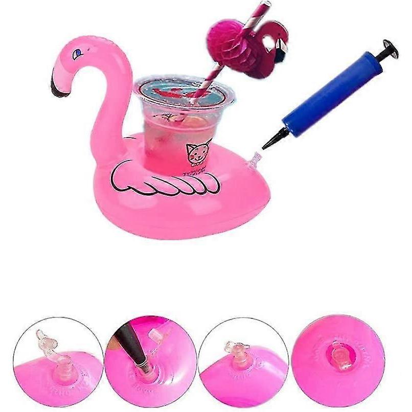 14 Pack Flamingo Inflatable Drink Holder Drink Pool Floats Cup Holder Floats Inflatable Floating Coasters Float Coaster For Pool Party Water Fun