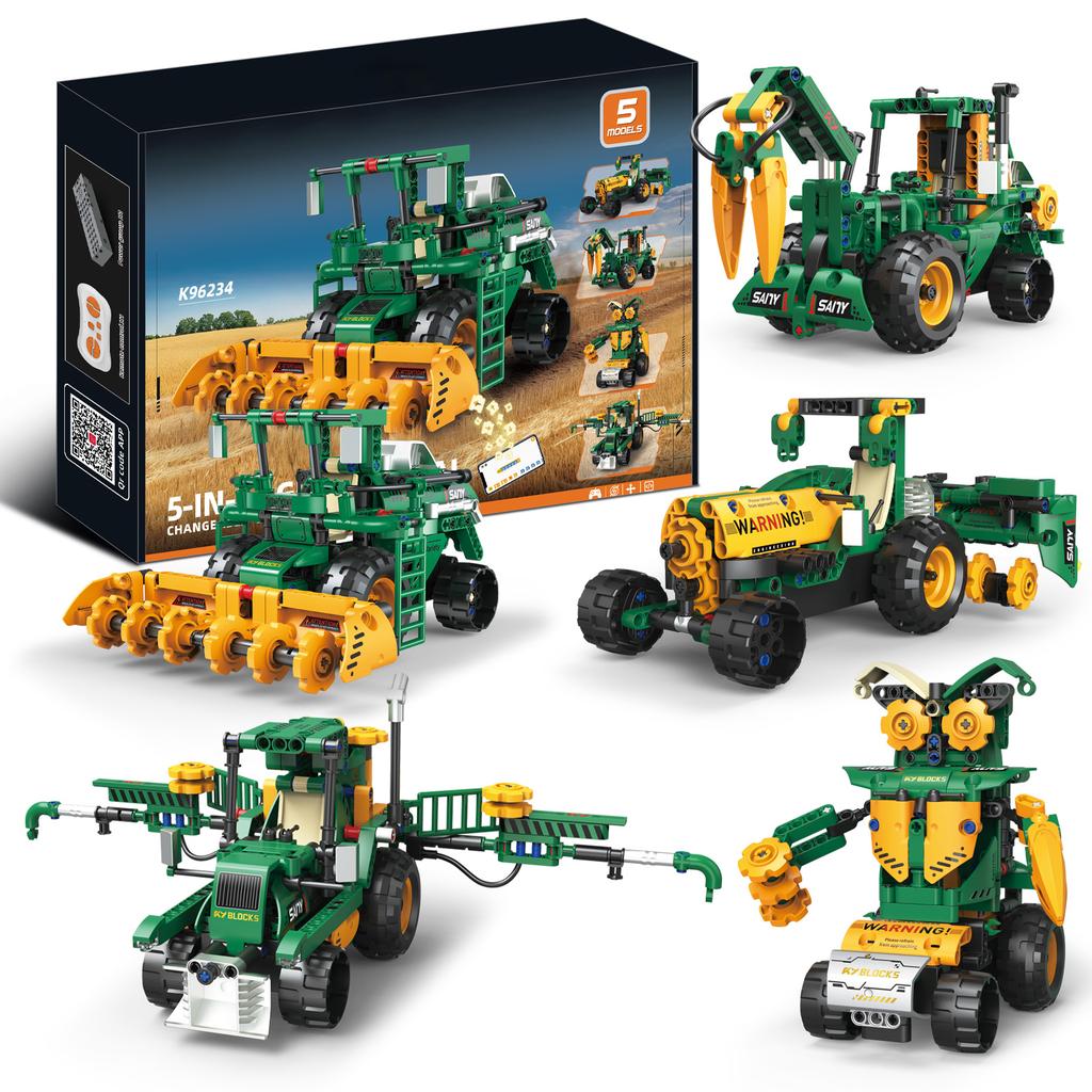5-In-1 Robot Building Blocks Remote Control Technic Diy Assembly Stem Educational Toy Birthday Gift For Kids Boys Adults Best