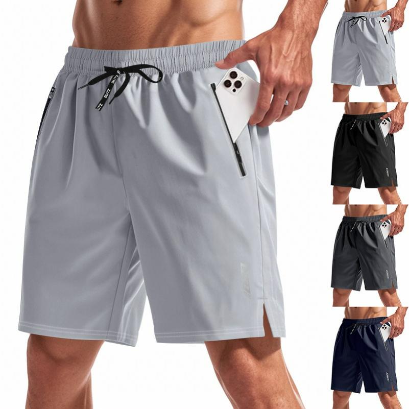 Men's Micro-elastic Night Running Luminous Functional Quick-drying Beach Sports Casual Shorts Five-point Pants Men