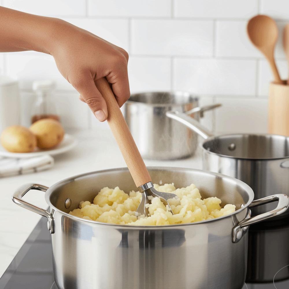 Kitchen Gadgets Stainless Steel Meat Chopper Manual Handheld Potato Masher Wood Handle Meat Stirrer Avocado