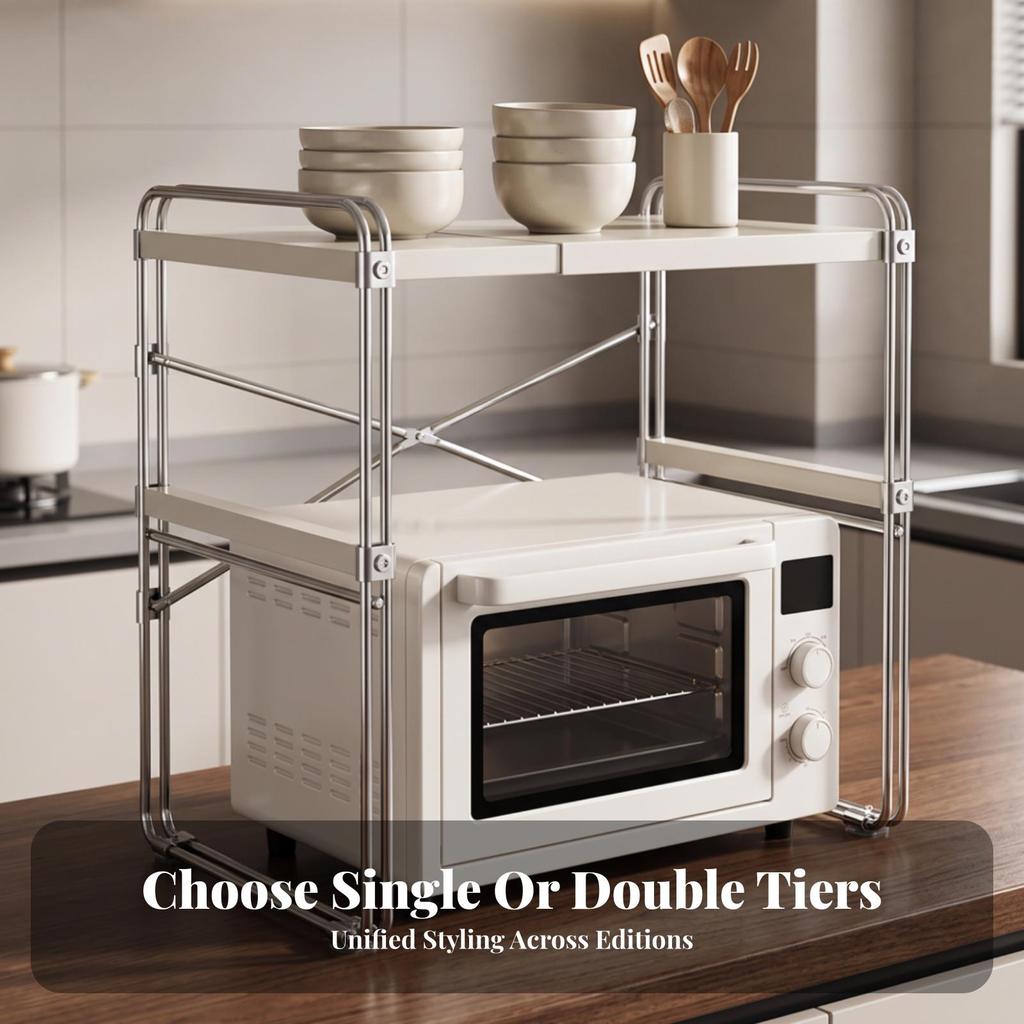 Countertop Microwave Rack with Metal Frame Long-Lasting Kitchen Appliance