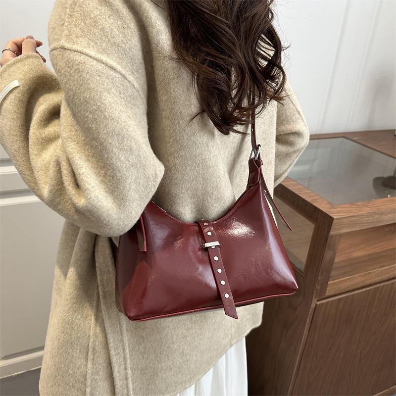 Autumn Vintage PU Hobos Shoulder Bags for Women Versatile Belt Design Ladies Crossbody Bag Simple Solid Color Female Handbags