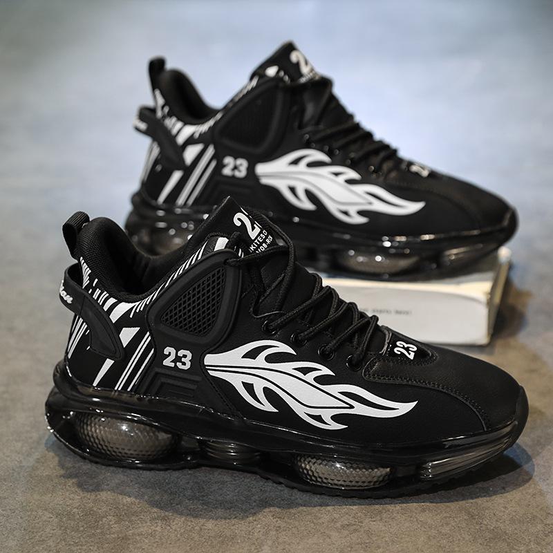 Men's Shoes Summer Youth Air Cushion Shock Absorption Sports Shoes Boys Trendy Dad Shoes Heightening White Shoes
