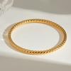 Retro Style 18K Gold Stainless Steel Hammered Texture Bangle Jewelry