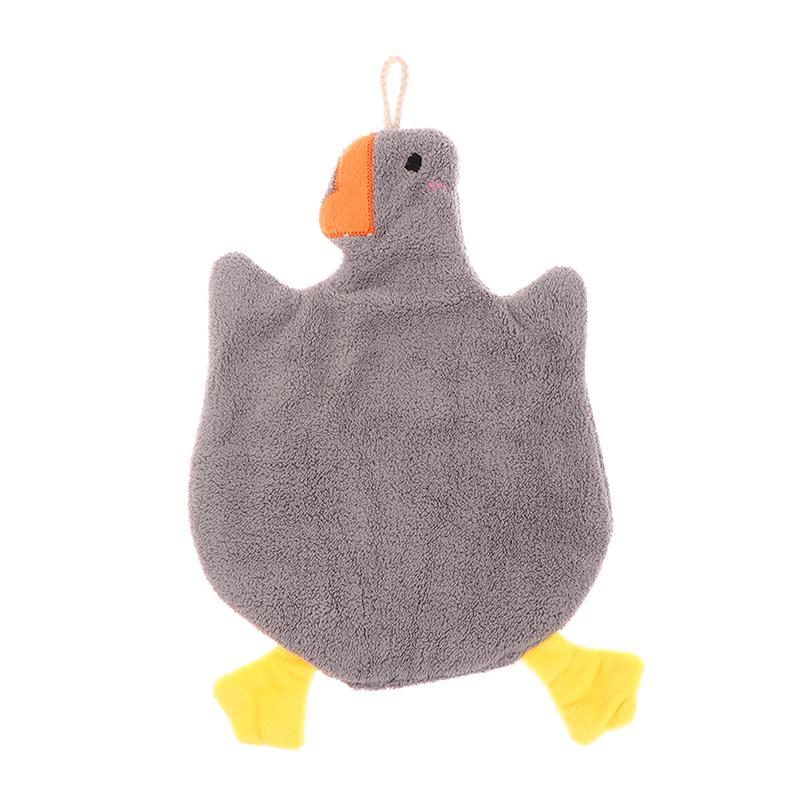 Kitchen Cleaning Cloths Cute Duck Soft Hand Towel Cartoon Absorbent Hanging Coral Fleece Wipe Clean Cloth Kids Hand Towels