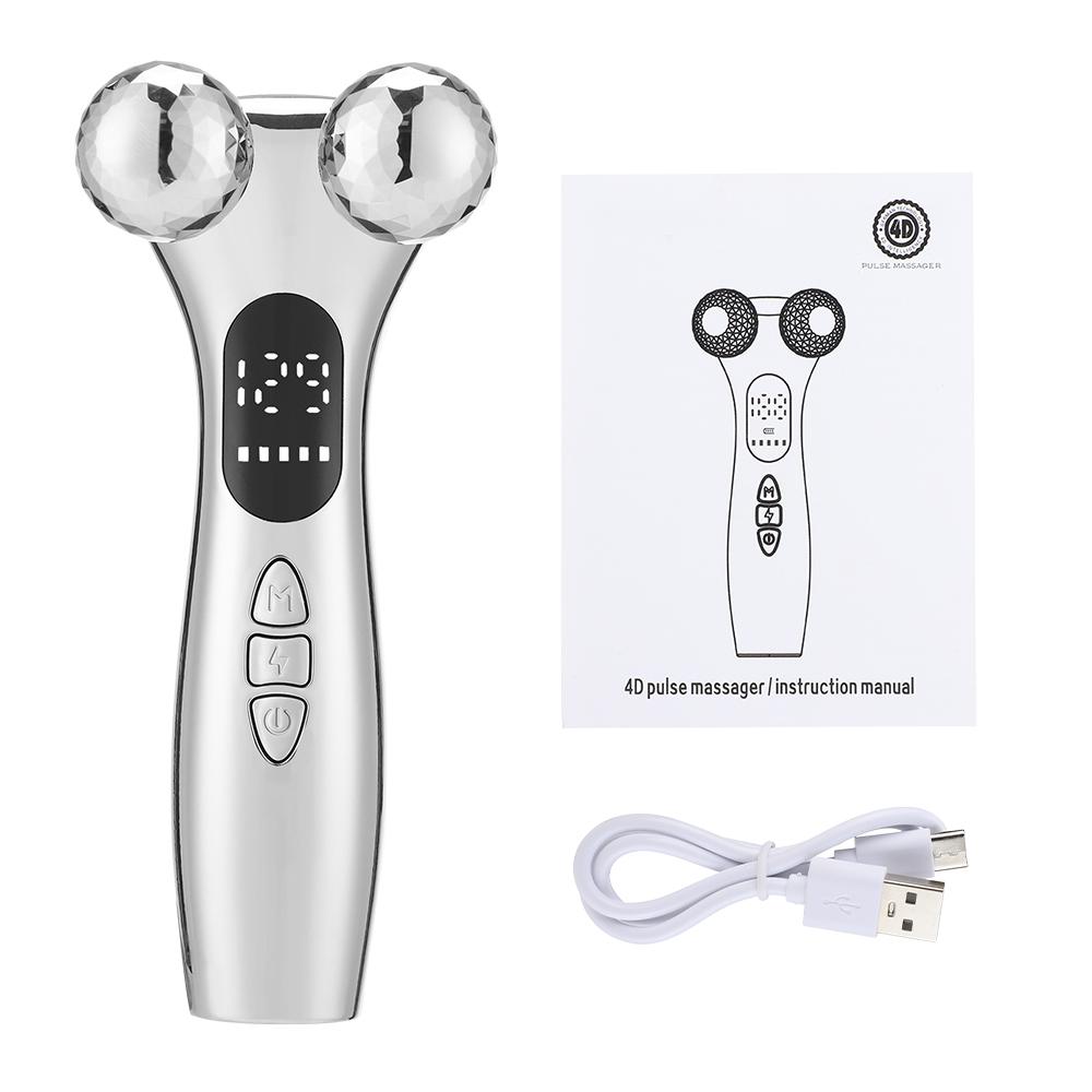 Beauty Face Lifting Device 4D Vibration Roller Massager Improve Dark Circles EMS Micro Current Firming Skin Double Chine Remover