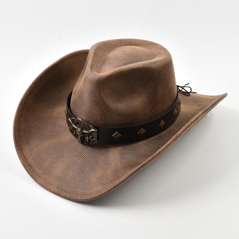 Vintage Big-edge Western Cowboy Hat For Men WomenGentleman Cowgirl Jazz Hat Cloche Church Caps Sombrero Hombre