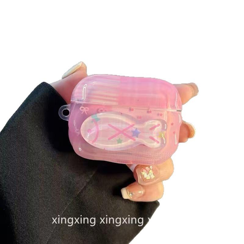 ins cute three-dimensional pink fish for airpodspro1 generation 1 apple protective case earphone case soft cartoon