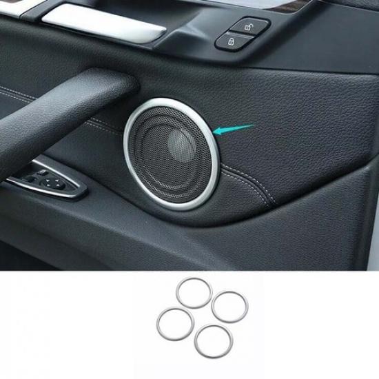 Fit For BMW X1 F48 2016- Car Door Speaker Ring Horn Matte Silver Cover Trim
