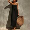 New summer clothing, European and American women's clothing, casual vacation style solid color suspender dress, long dress for women