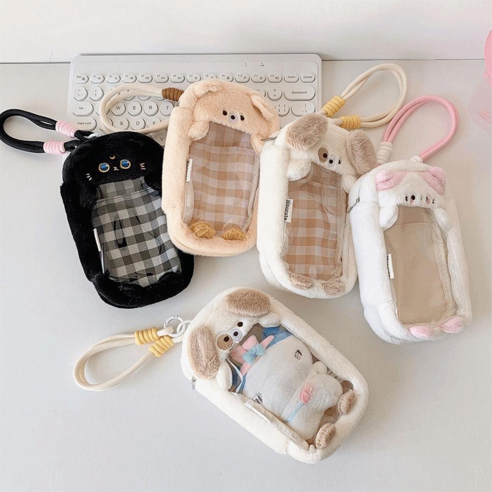 Cartoon Transparent Data Cable Storage Bag Portable Dustproof Doll Bag Pendant Doll Display Box
