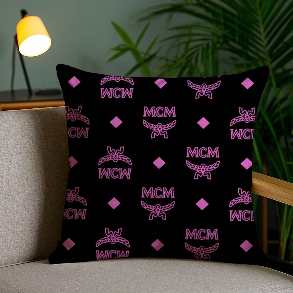 

Classic Ingenious Design Prints MCM-M Pillow Case Anti-dustmite Pillowcase Invisible zipper silky short plush Sofa cushion cover 12x12Inch
