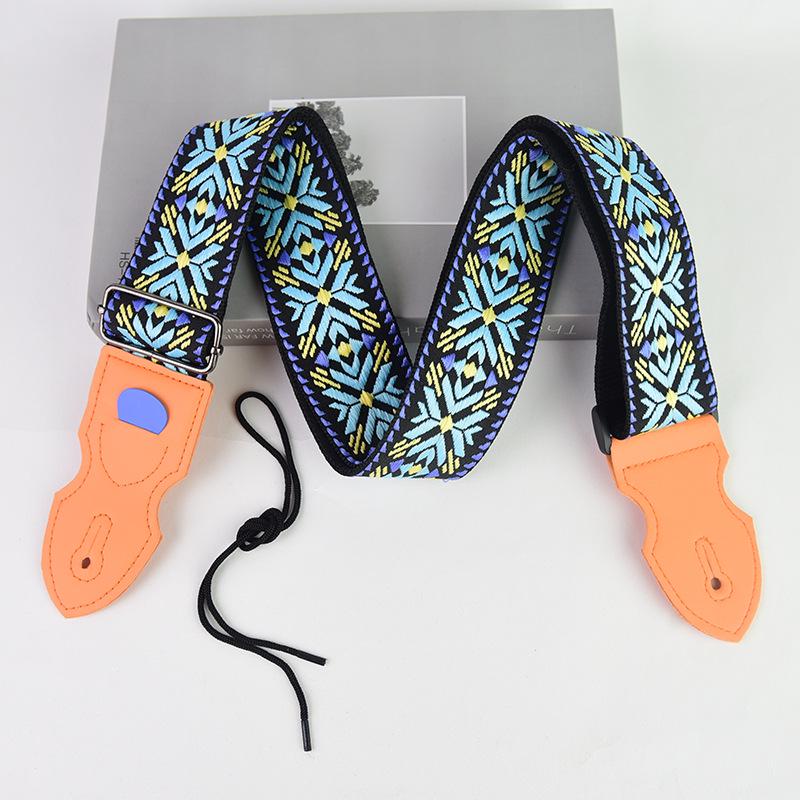 Premium Embroidered Guitar Strap - Thick, Long, and Adjustable for Acoustic and Electric Guitars