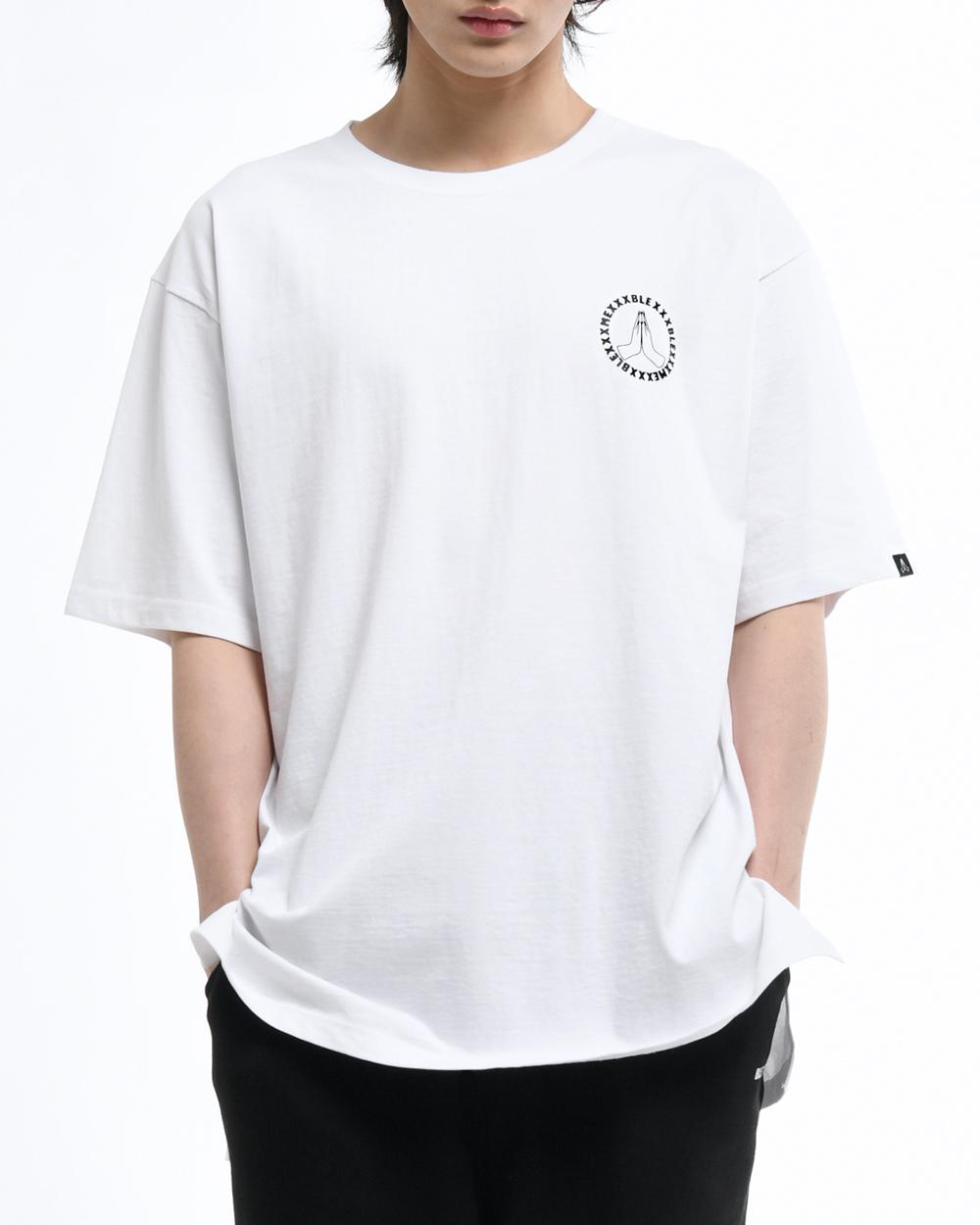 Black Smith Circle Oversize Fit Slit T-Shirt White