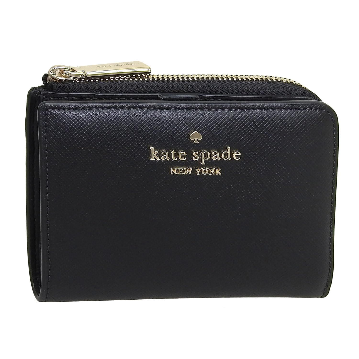 Kate Spade Women s Bifold Wallet, Compact, Outlet Brand Leather Madison Small L Zip Wallet KH615 (Black) [Used]