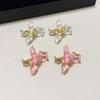1 Pair Luxury Golden and Silver Earrings Zinc Zinc Alloy Metal Flower Ear Studs Enamel Iris Earrings  for Gift