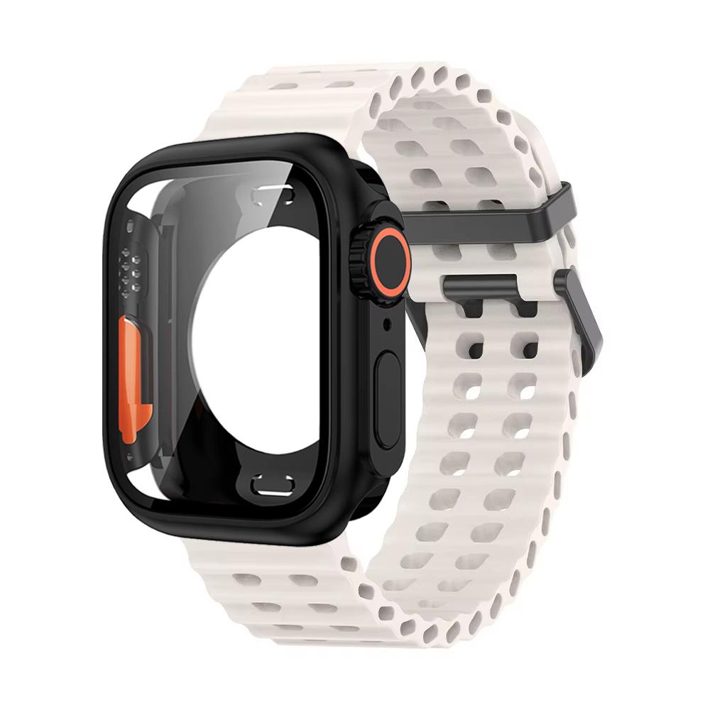 Ocean Silicone Strap+PC Case For Apple Watch Band  Series 11 10 46mm Metal Buckle Sports Bracelet Wristband iWatch 9 8 7 6 5 SE