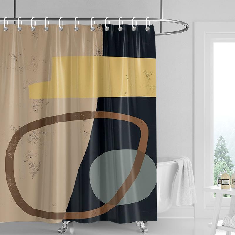 

Ins Style Bathroom Soft Cloth Shower Curtain Abstract Geometric Pattern Design Waterproof Bathroom Door Curtain Decoration W60H190(CM)-1 Pcs