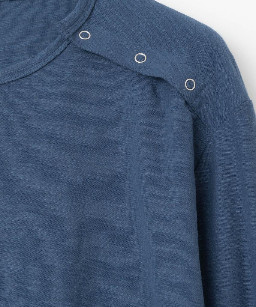 MILLO ARCHIVE Slit Henley Neck Long Sleeve [Blue]