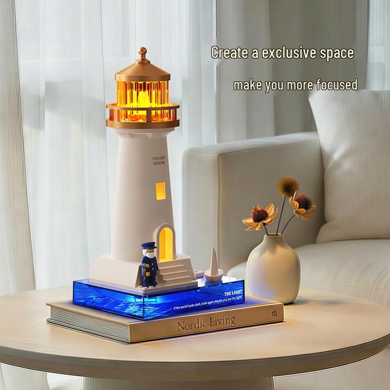 Twilight Lighthouse Projector: Bluetooth Speaker, White Noise, Night Light, Human Sensor Desk Lamp