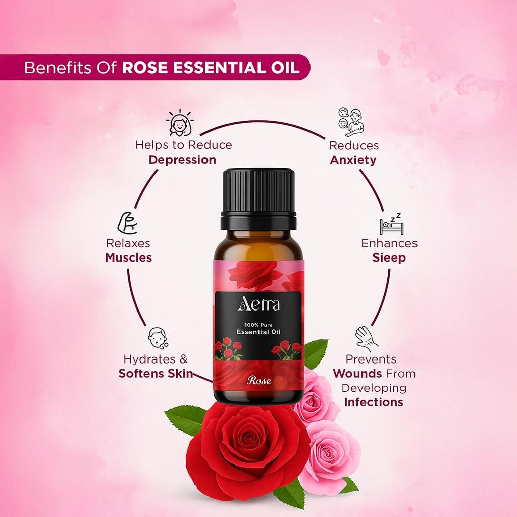 Aerra Harmony Sextet – Lavender, Rose, Lemongrass, Orange, Jasmine, Sandalwood Essential Oil Combo (6 x 15ml) – Puja, Diffuser