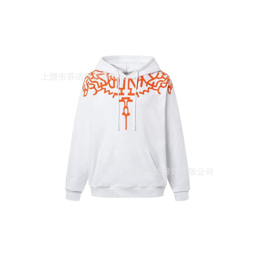 American street lightning wing print jacket men's and women's autumn and winter black loose shoulder heavy trendy hooded top