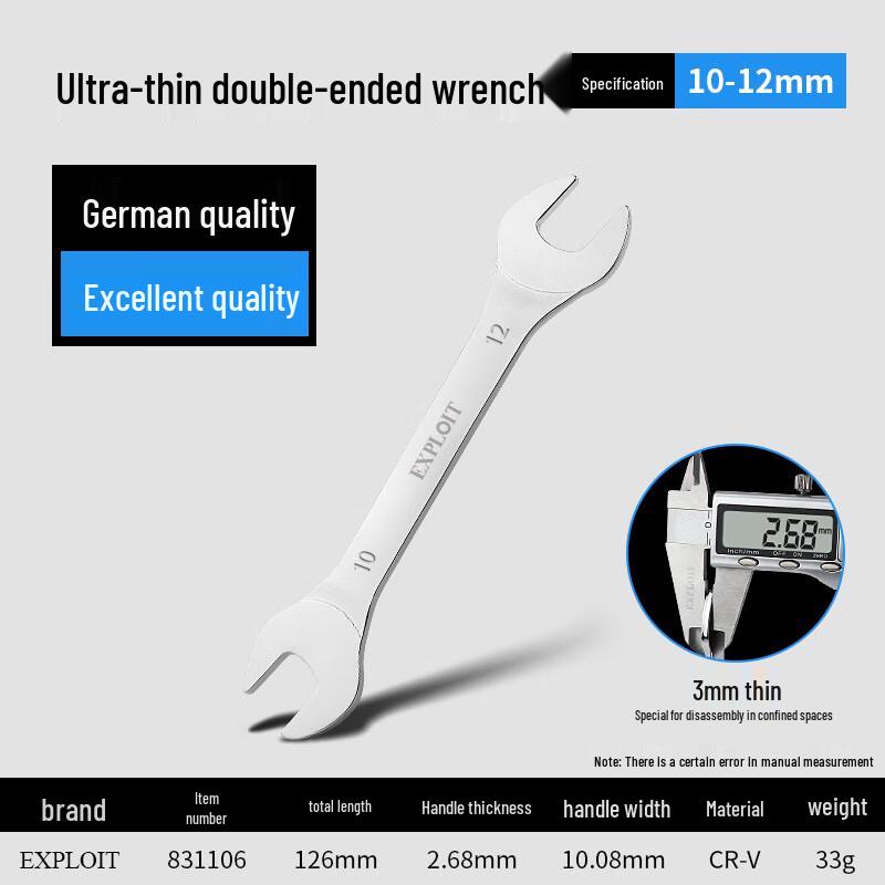 10x12mm Thin Double Open-End Wrench