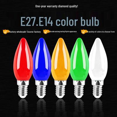 Colorful LED Bulb E14, Small Screw Base for Home, Altar, Candle Lanterns, Weddings; Energy-Saving, Decorative, Pointed Design.